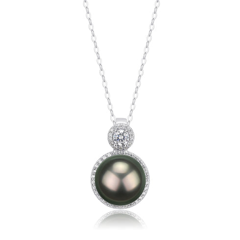 9-10mm Tahitian Pearl & Eline CZ Earrings - House Of Pearls